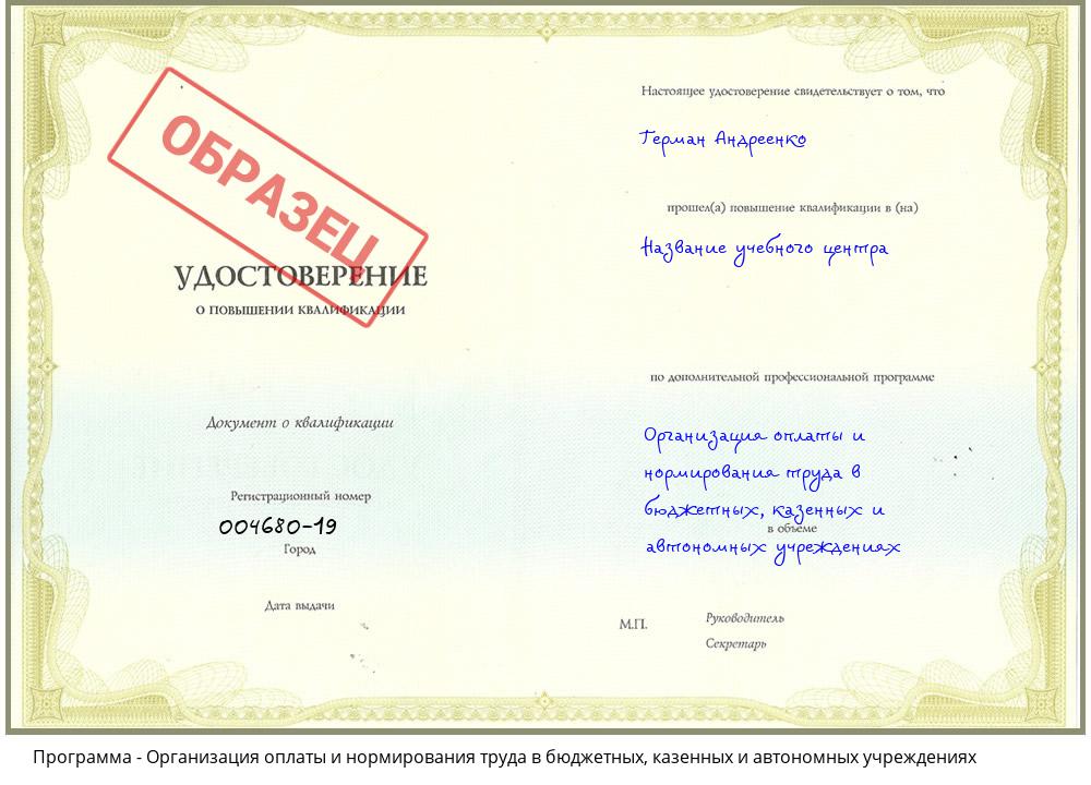 Организация оплаты и нормирования труда в бюджетных, казенных и автономных учреждениях Кисловодск