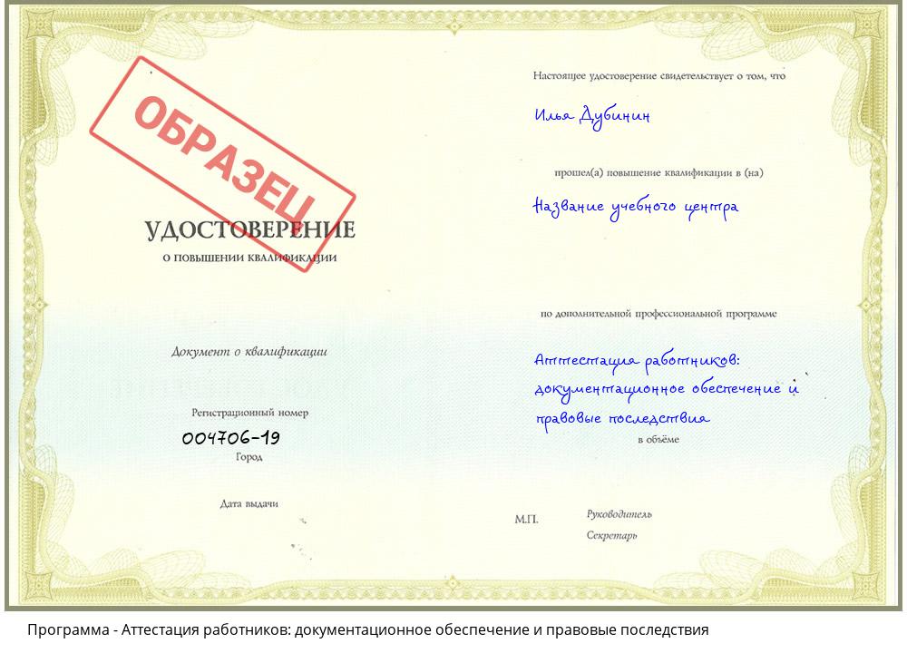 Аттестация работников: документационное обеспечение и правовые последствия Кисловодск