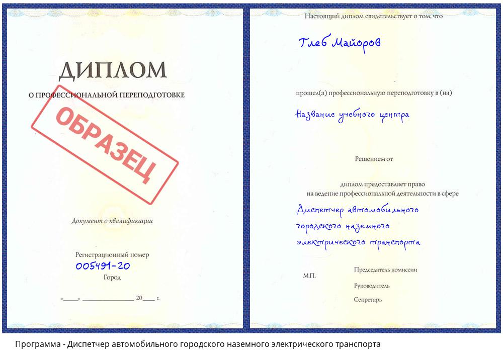 Диспетчер автомобильного городского наземного электрического транспорта Кисловодск